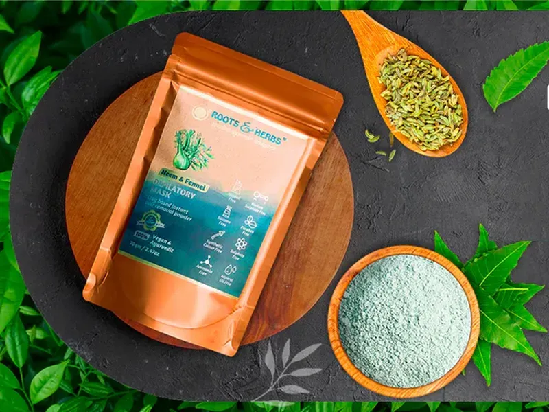 image of Neem & Fennel Hair Removal Powder being mixed and applied